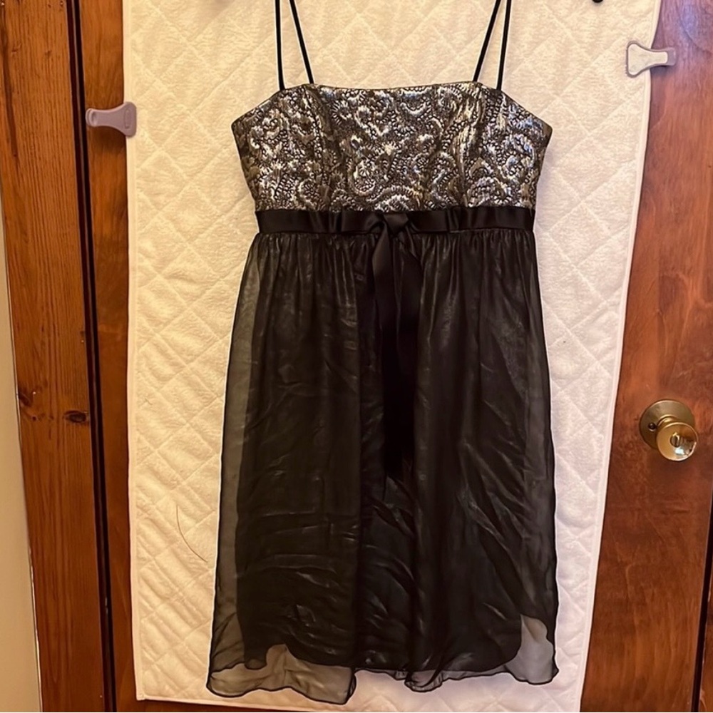 Jessica McClintock Vintage Black Dress with Silver Brocade